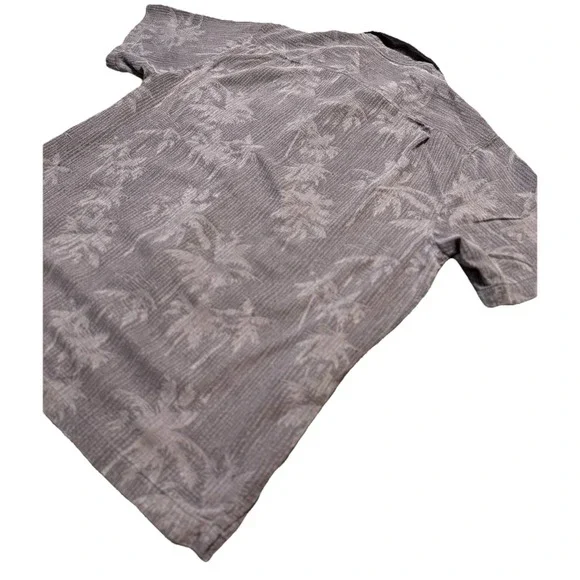 Tommy Bahama Shirt Mens L Gray‎ Hawaiian Silk Palm Tree Beach Retro Vintage - Picture 7 of 12